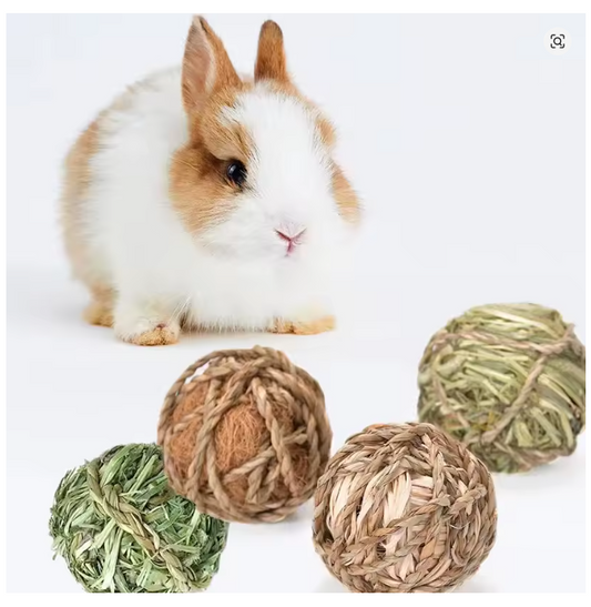 4/5pcs Chewing Braided Ball Guinea Pig Rabbit Hamster Small Animal Play Pet Interactive Chew Toy Natural Grass Ball Fun Pet Toys